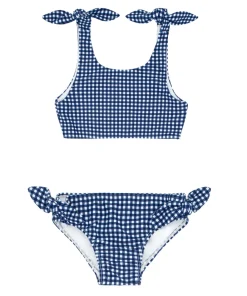 minnow Girls Tie Knot Bikini | Swim Navy Gingham Best