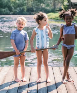 minnow Girls Tie Knot Bikini | Swim Navy Gingham Best