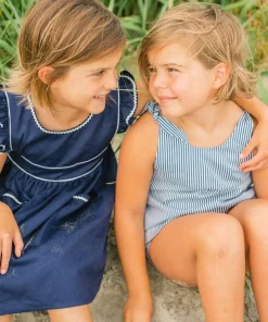 minnow Girls Tie Knot Bloomer Set Navy Stripe Hot