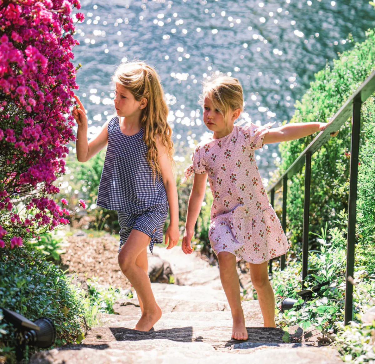 minnow Girls Tie Knot Bloomer Set | Swim Navy Gingham Outlet