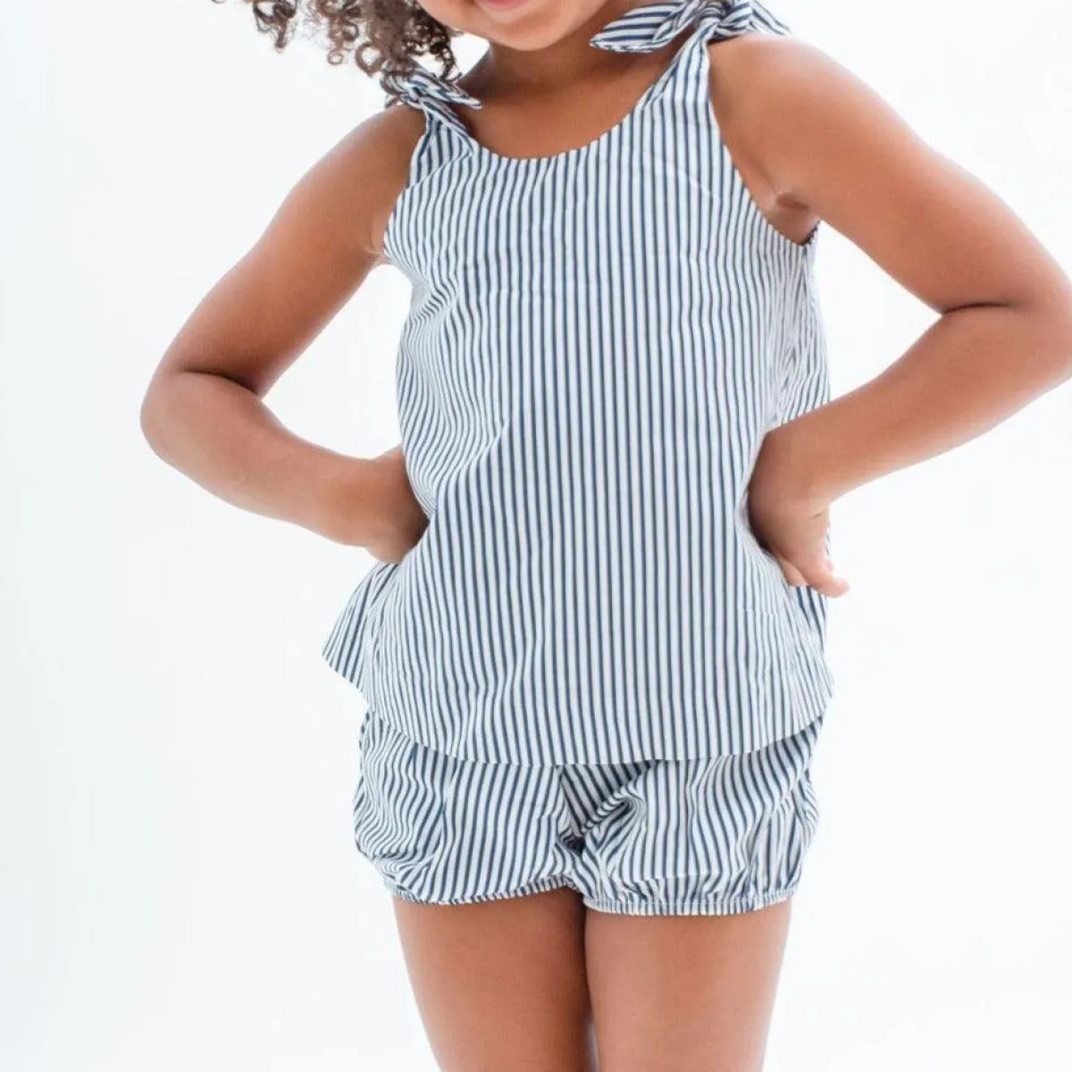 minnow Girls Tie Knot Bloomer Set Navy Stripe Clearance