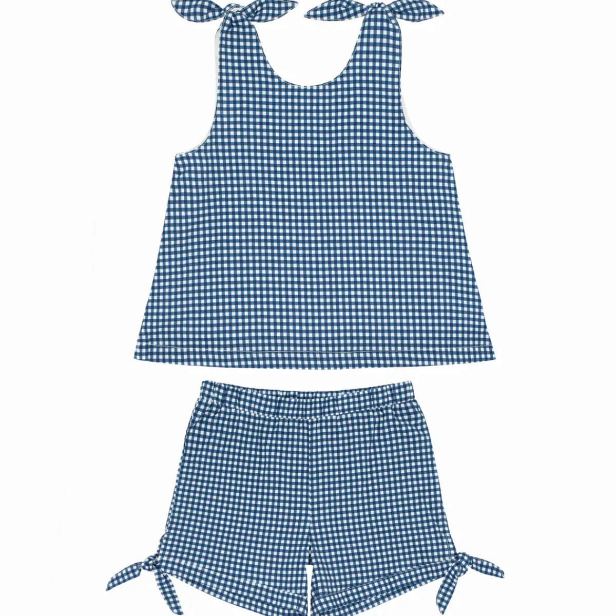 minnow Girls Tie Knot Bloomer Set | Swim Navy Gingham Outlet