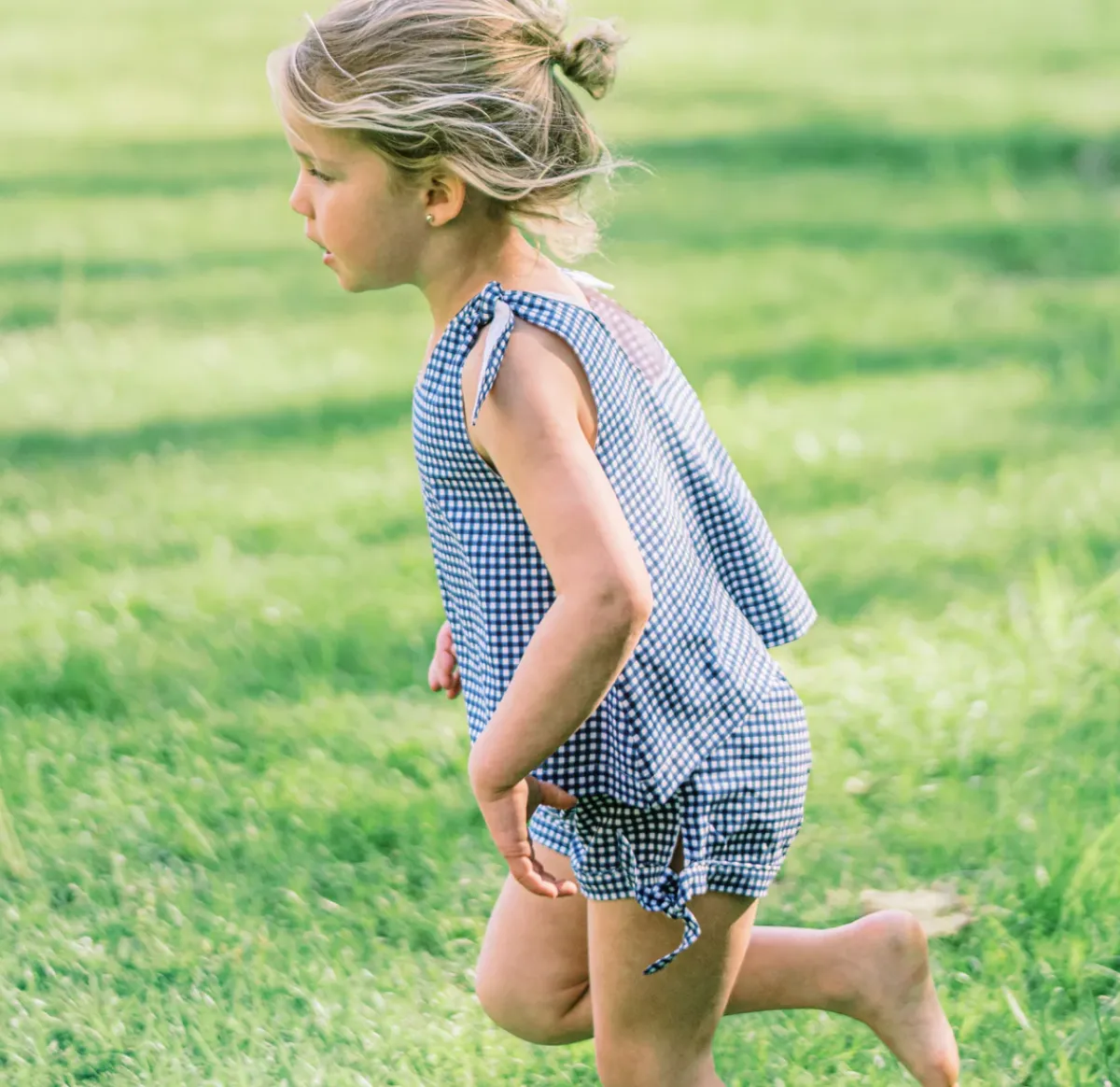 minnow Girls Tie Knot Bloomer Set | Swim Navy Gingham Outlet