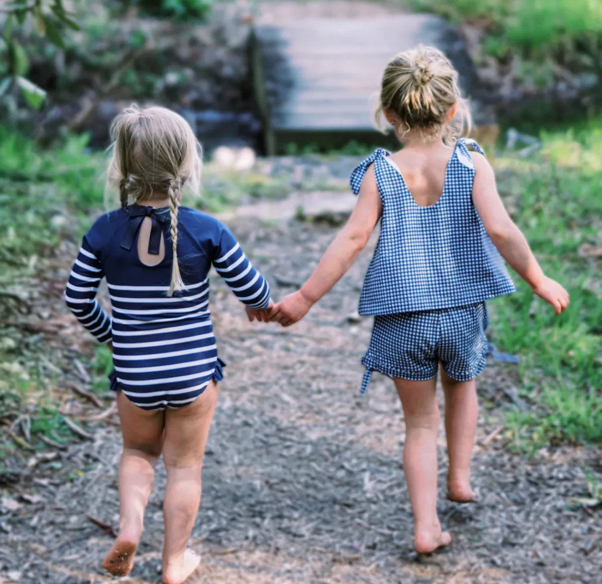 minnow Girls Tie Knot Bloomer Set | Swim Navy Gingham Outlet