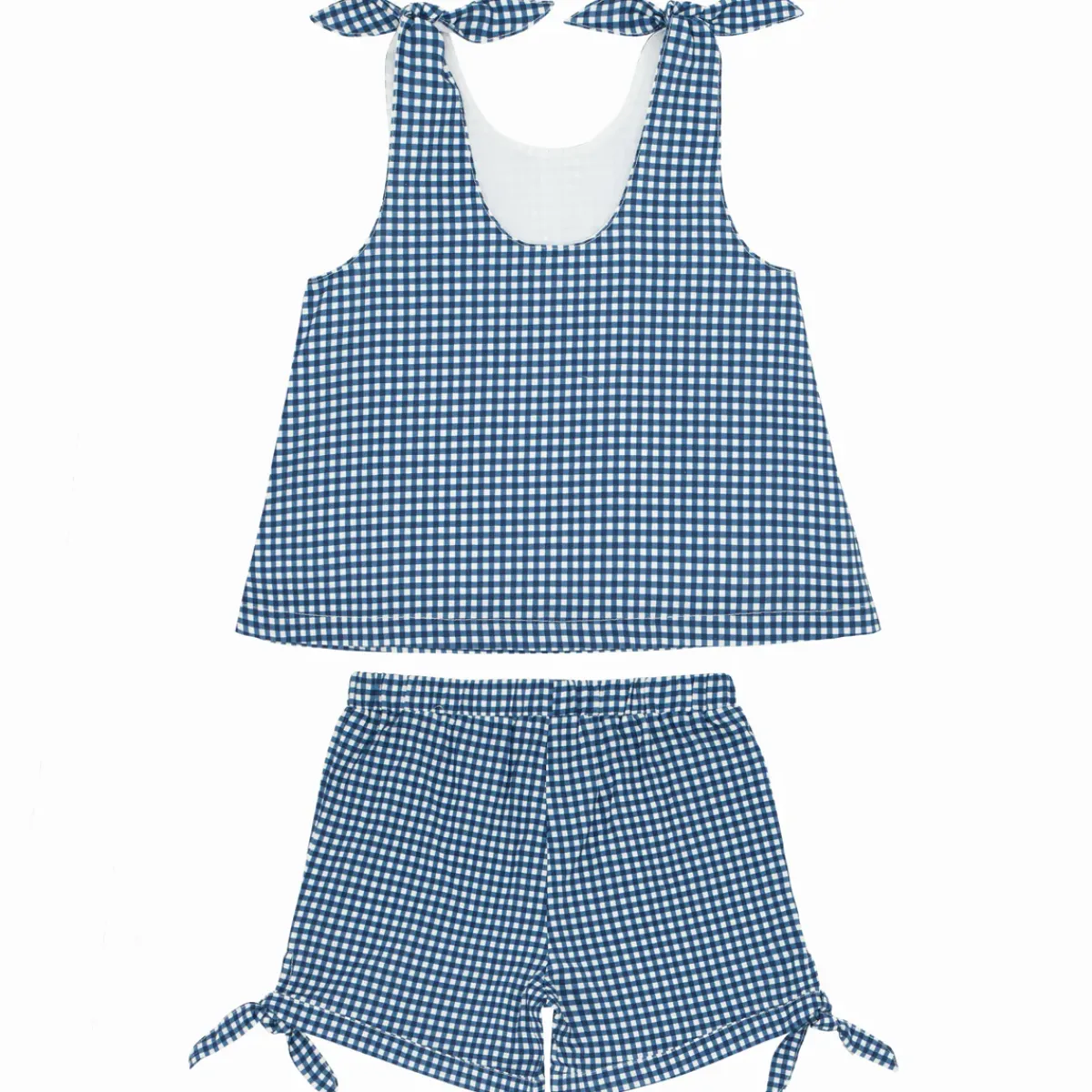 minnow Girls Tie Knot Bloomer Set | Swim Navy Gingham Outlet