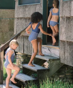 minnow Girls Tie Knot One Piece | Swim Navy Breton Stripe Clearance