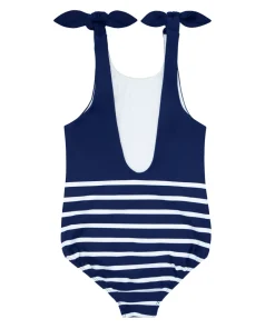 minnow Girls Tie Knot One Piece | Swim Navy Breton Stripe Clearance