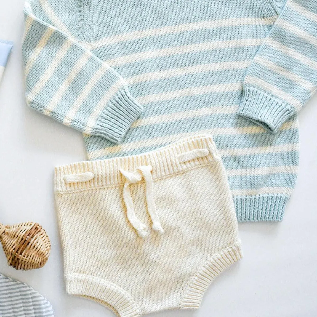minnow Knit Sweater Mint And Cream Stripe Discount
