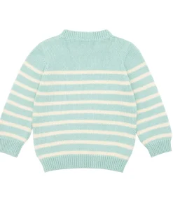 minnow Knit Sweater Mint And Cream Stripe New