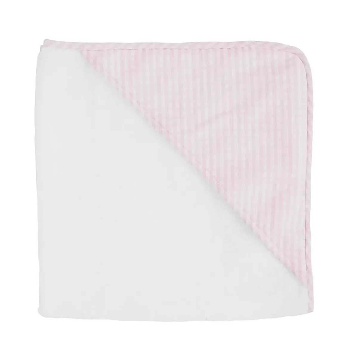 minnow Louelle Dusty Pink Gingham Hooded Towel And Wash Glove White New