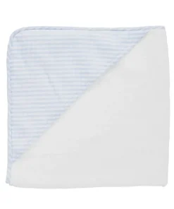 minnow Louelle Pale Blue Gingham Hooded Towel And Wash Glove White Discount