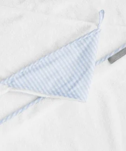 minnow Louelle Pale Blue Gingham Hooded Towel And Wash Glove White Discount