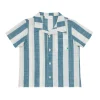 minnow X Fanm Mon Boy's Blue Cabana Linen Shirt Blue Cabana Stripe Outlet