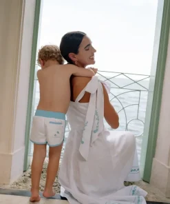 minnow X Fanm Mon Boy's Boardie Coconut Grove White Sale