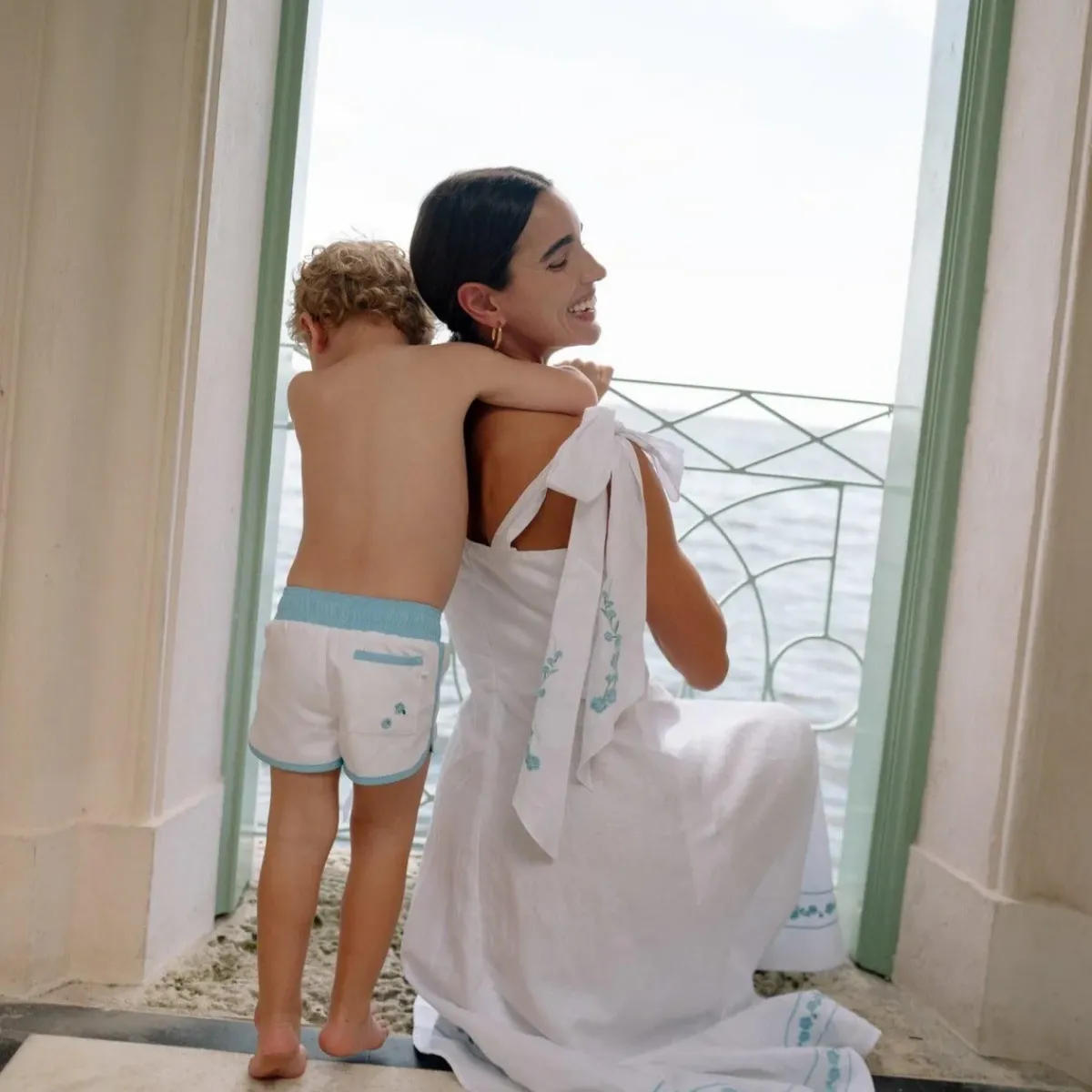 minnow X Fanm Mon Boy's Boardie Coconut Grove White Sale