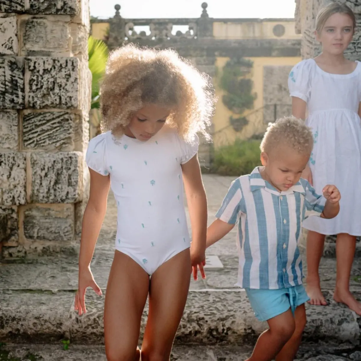 minnow X Fanm Mon Boy's Linen Short Lagoon Discount