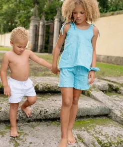 minnow X Fanm Mon Boy's Linen Short Coconut Grove White Hot