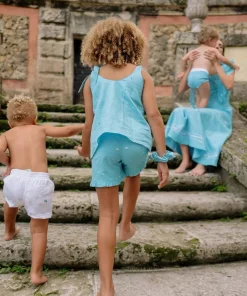 minnow X Fanm Mon Boy's Linen Short Coconut Grove White Hot