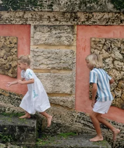 minnow X Fanm Mon Boy's Linen Short Coconut Grove White Hot