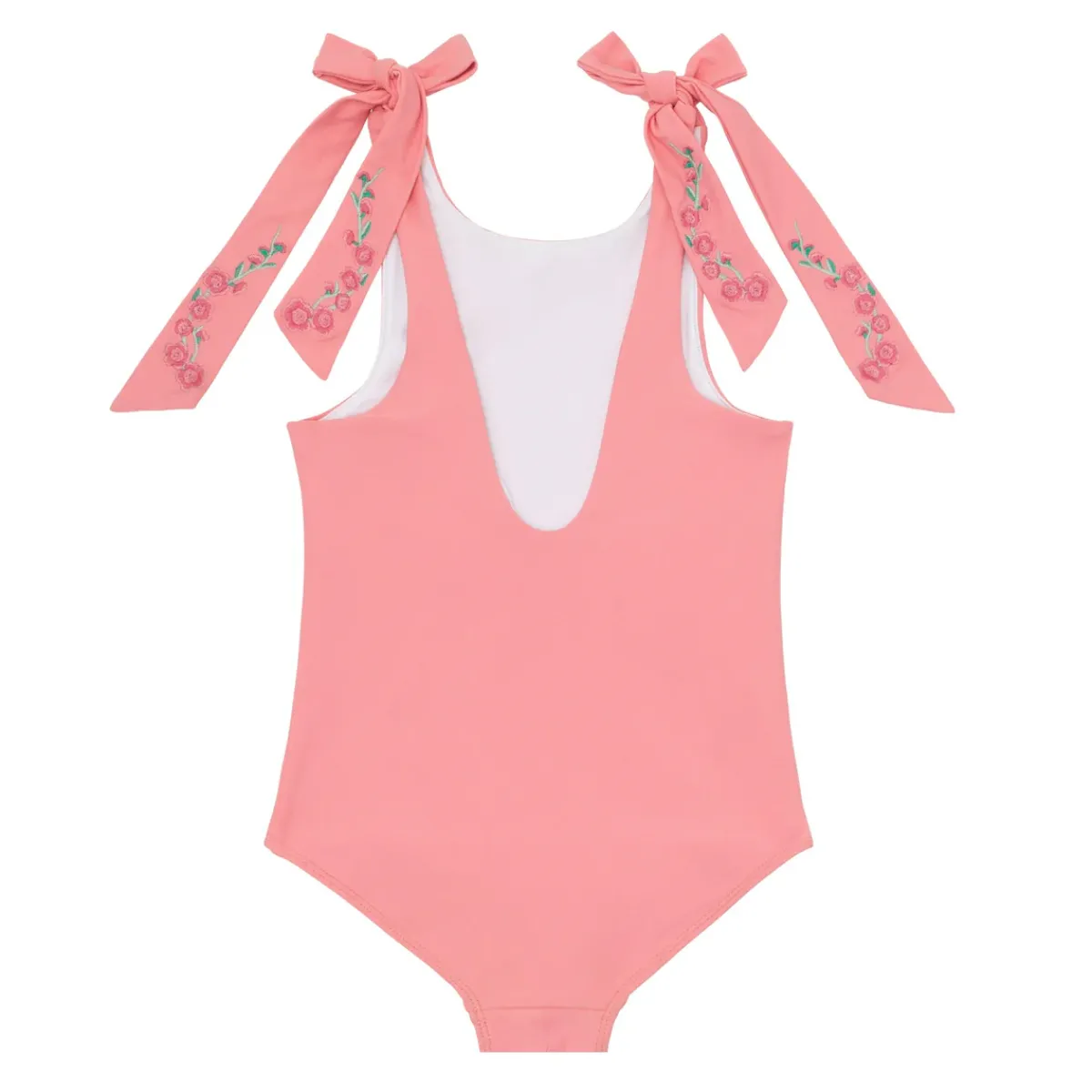minnow X Fanm Mon Girl's Hibiscus Tie Knot One Piece Coconut Grove White New