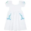 minnow X Fanm Mon Girl's Puff Sleeve Dress Coconut Grove White Best