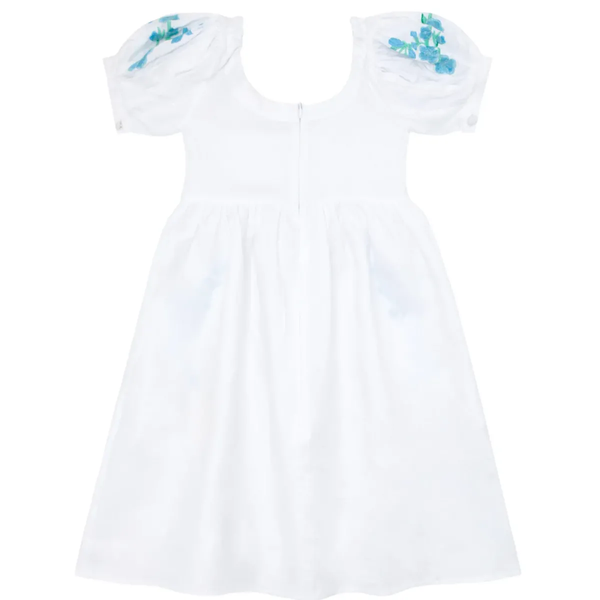 minnow X Fanm Mon Girl's Puff Sleeve Dress Coconut Grove White Best