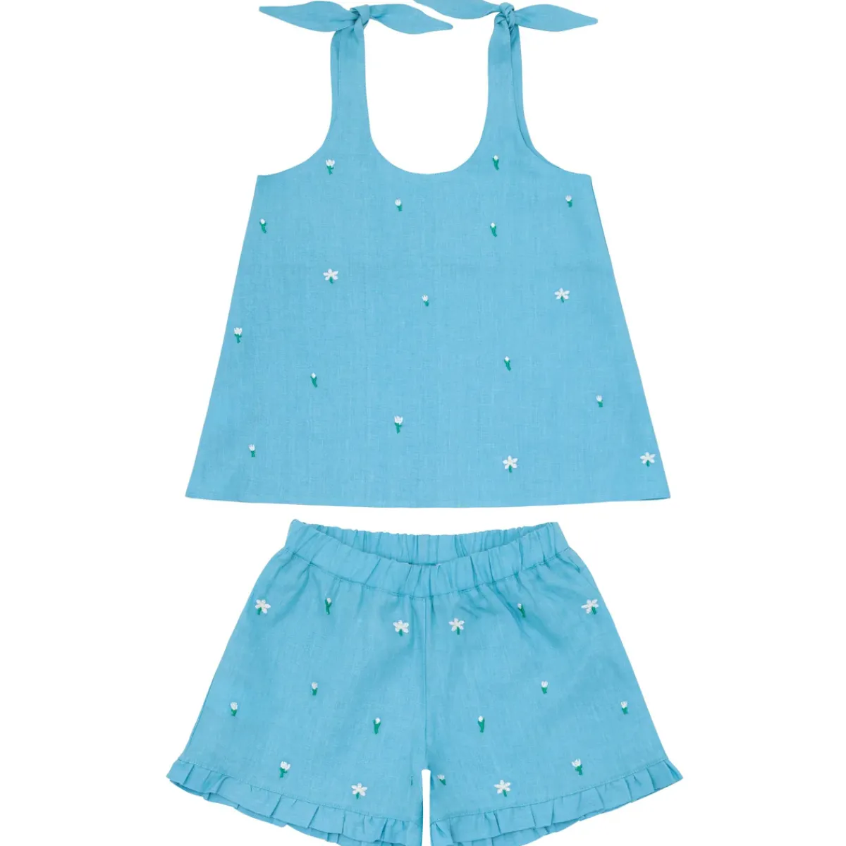 minnow X Fanm Mon Girl's Tie Knot Short Set Lagoon Outlet