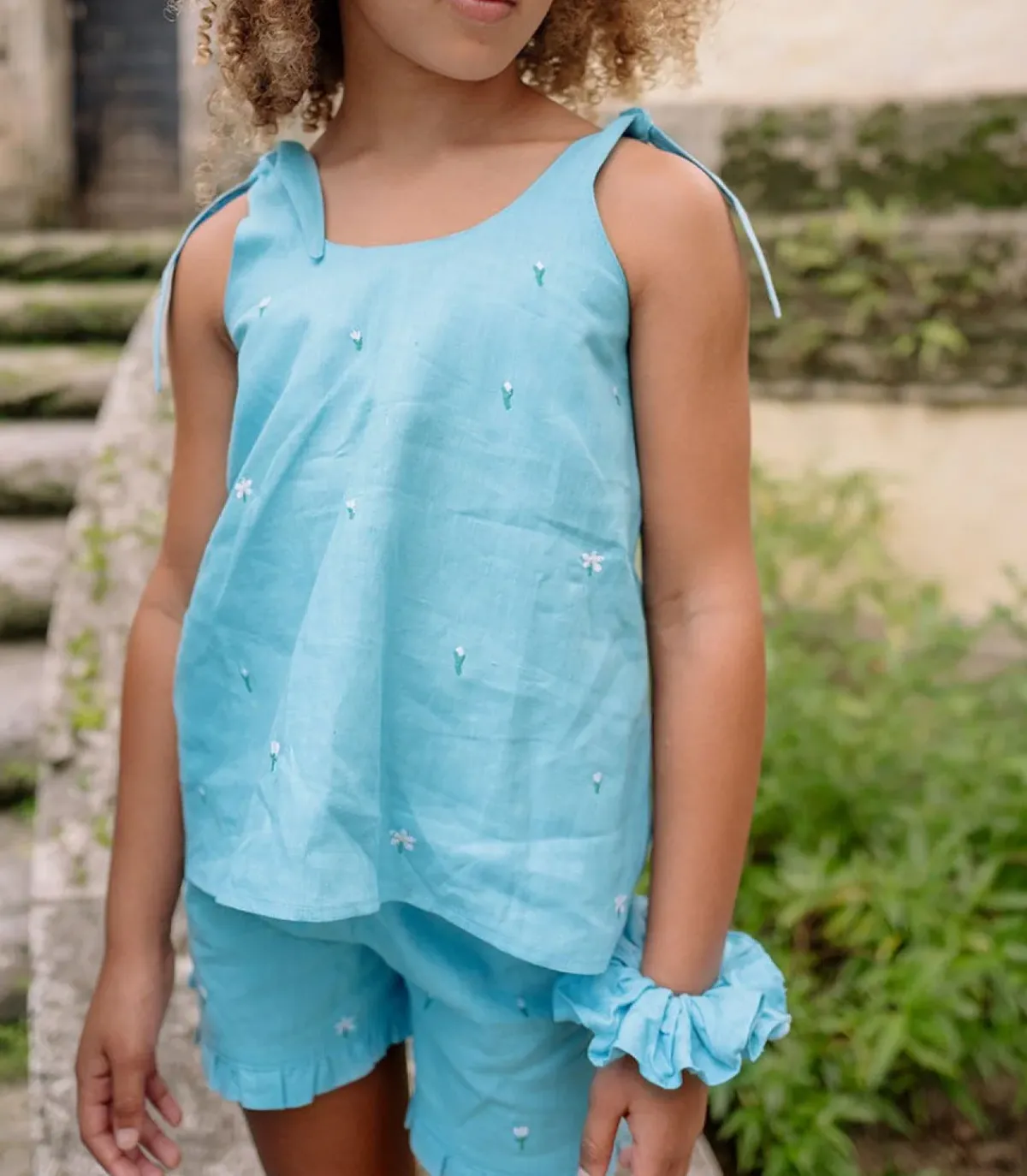 minnow X Fanm Mon Girl's Tie Knot Short Set Lagoon Outlet