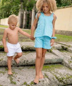 minnow X Fanm Mon Girl's Tie Knot Short Set Lagoon Outlet