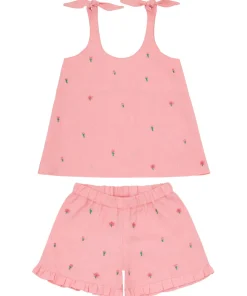 minnow X Fanm Mon Girl's Tie Knot Short Set Hibiscus New