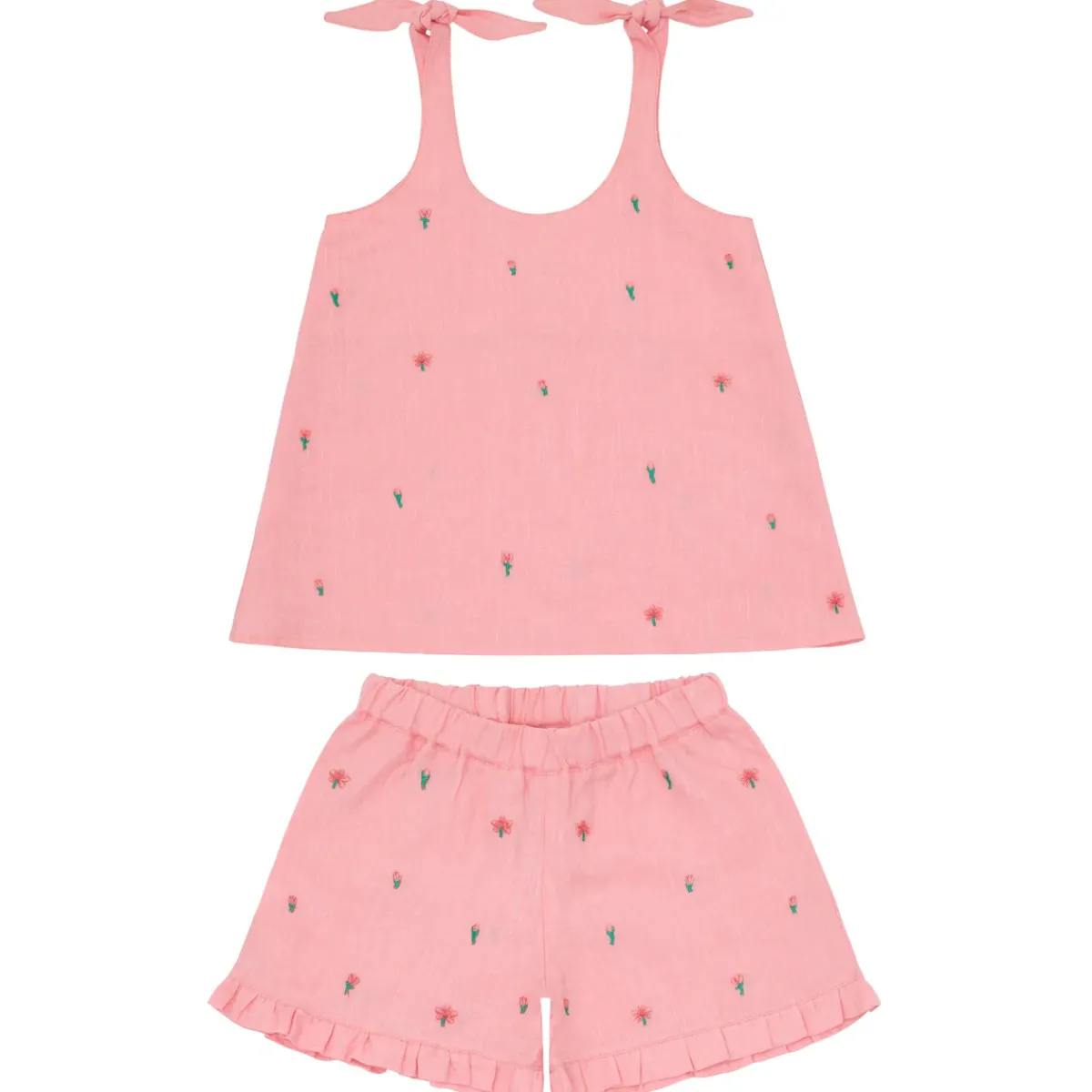 minnow X Fanm Mon Girl's Tie Knot Short Set Hibiscus New
