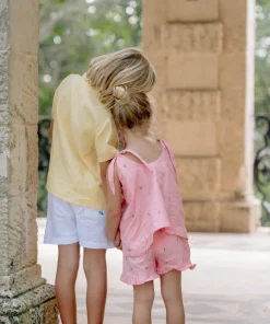 minnow X Fanm Mon Girl's Tie Knot Short Set Hibiscus Hot