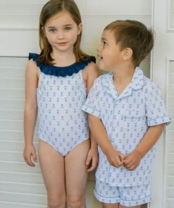 minnow X Petite Plume Girls Ruffle Collar One Pi Botanical Block Print Online