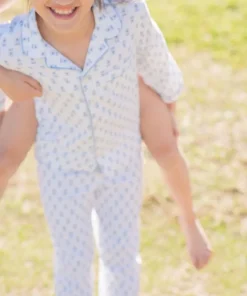 minnow X Petite Plume Unisex Pajama Set Botanical Block Print Outlet