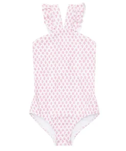 minnow X Sister Parish Girls V-Neck Crossover One Piece Nectar Leaf Sale