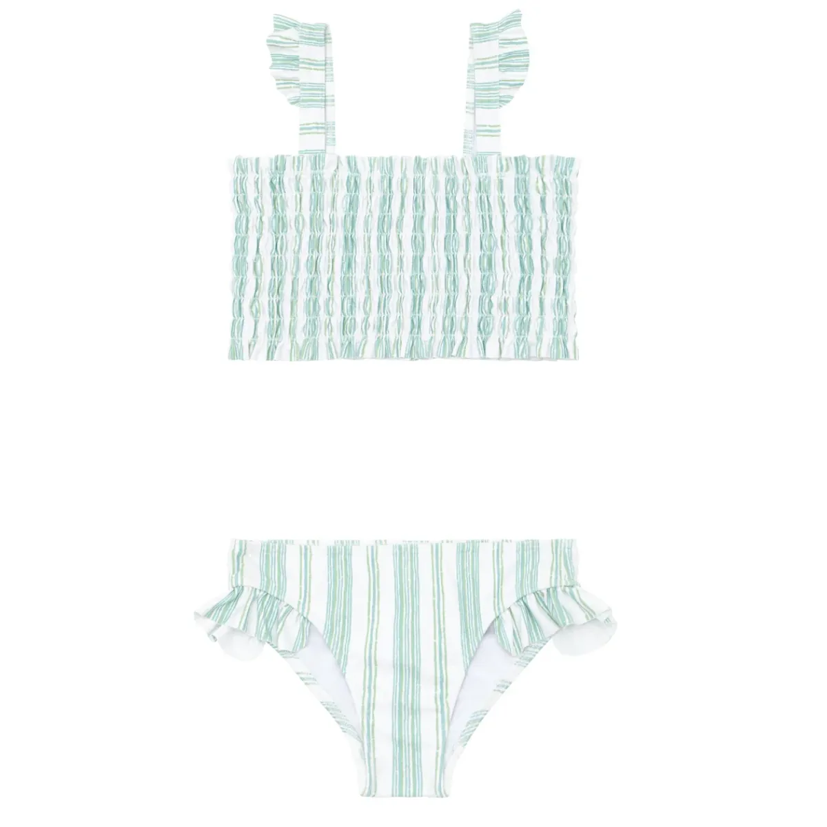minnow X Sister Parish Girls Smocked Bikini Cumberland Stripe Fashion