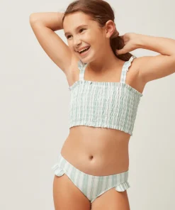 minnow X Sister Parish Girls Smocked Bikini Cumberland Stripe Fashion