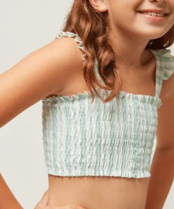 minnow X Sister Parish Girls Smocked Bikini Cumberland Stripe Fashion