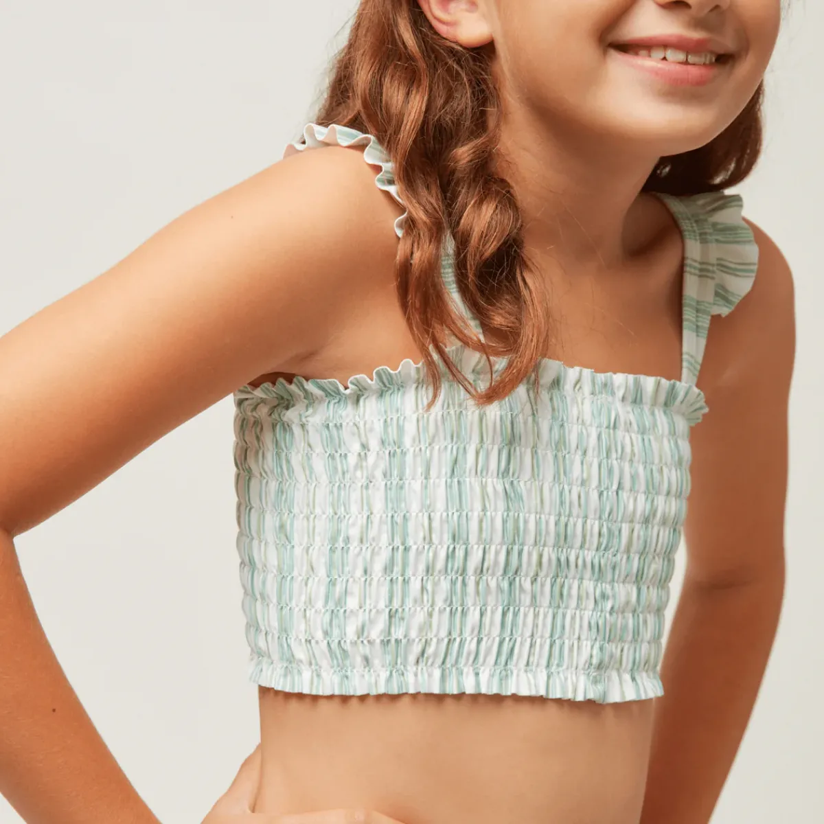 minnow X Sister Parish Girls Smocked Bikini Cumberland Stripe Fashion