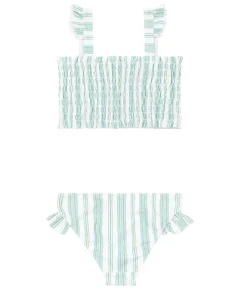 minnow X Sister Parish Girls Smocked Bikini Cumberland Stripe Fashion