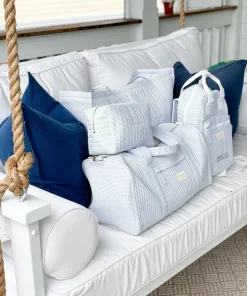 minnow Overnighter Tote Powder Blue Stripe Discount