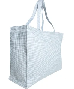 minnow Overnighter Tote Powder Blue Stripe Discount