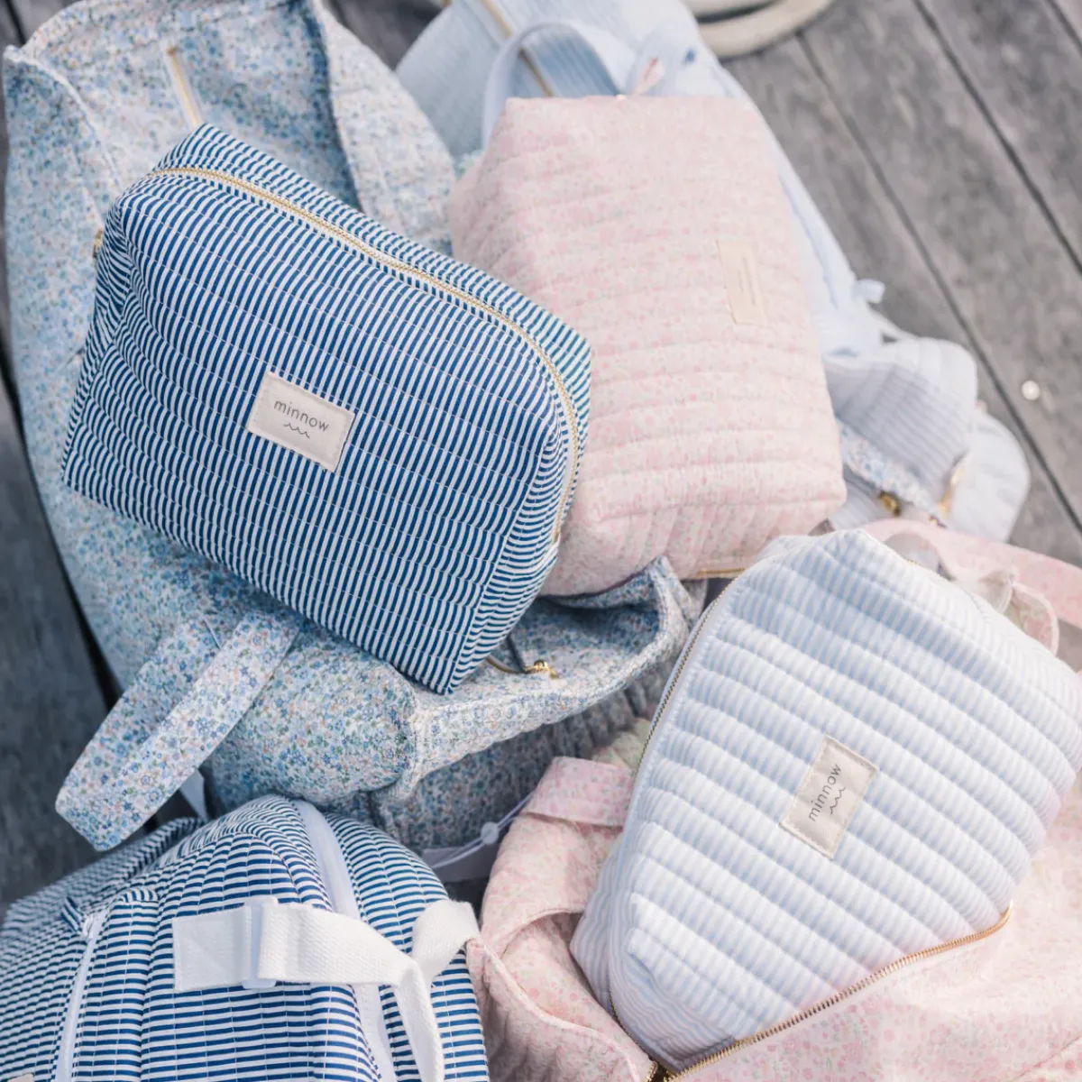 minnow Travel Pouch Navy Stripe Fashion