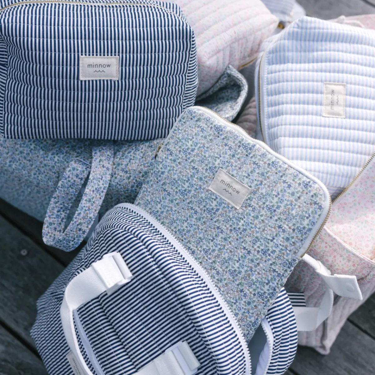 minnow Travel Pouch Navy Stripe Fashion