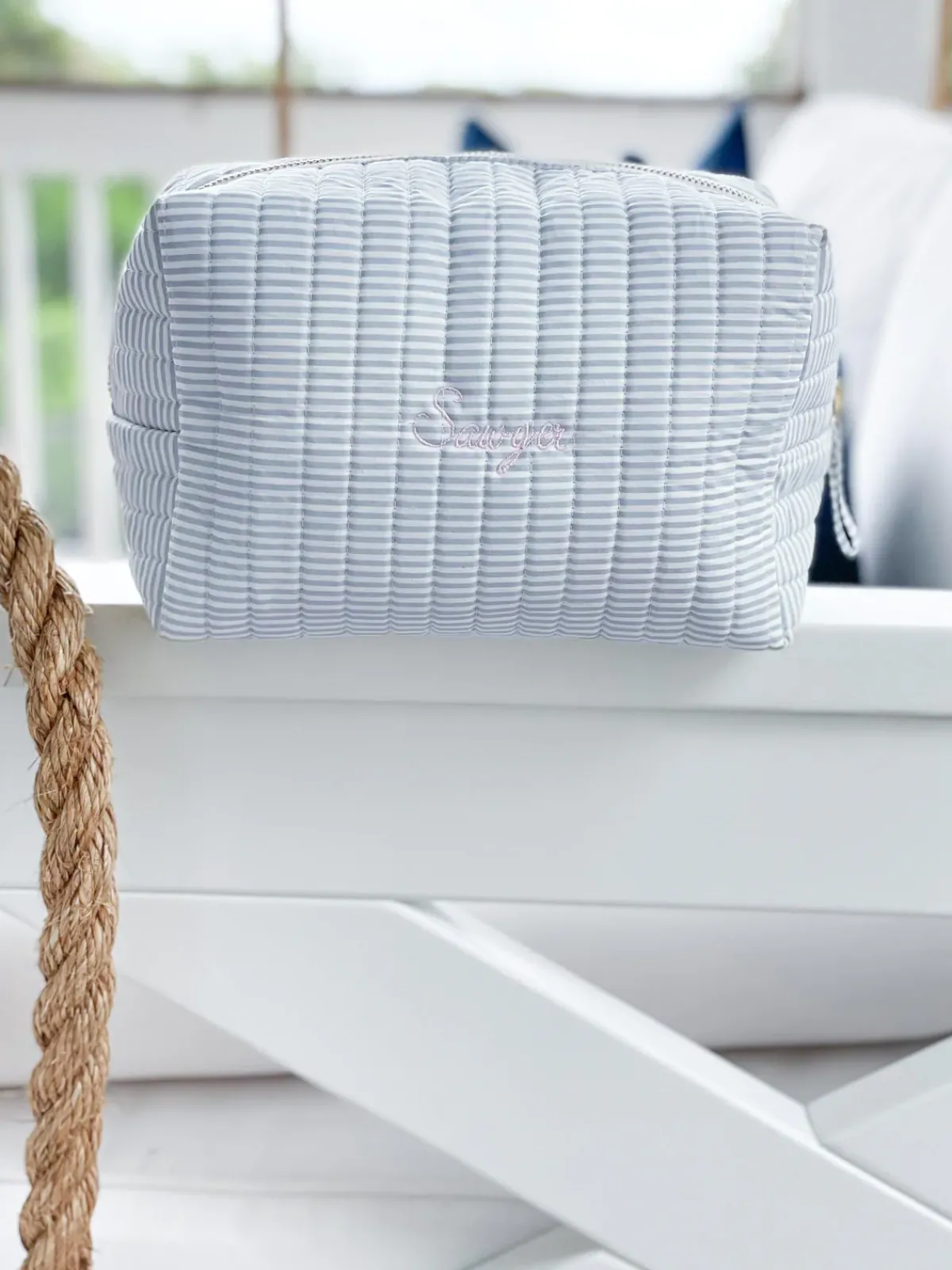 minnow Travel Pouch Powder Blue Stripe Online