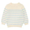 minnow Unisex Blue And Cream Stripe Knit Sweater Cream And Blue Stripe Outlet