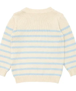 minnow Unisex Blue And Cream Stripe Knit Sweater Cream And Blue Stripe New