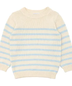 minnow Unisex Blue And Cream Stripe Knit Sweater Cream And Blue Stripe Sale