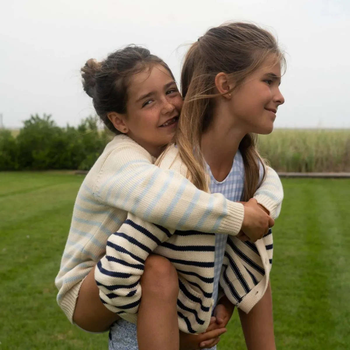 minnow Unisex Blue And Cream Stripe Knit Sweater Cream And Blue Stripe Sale