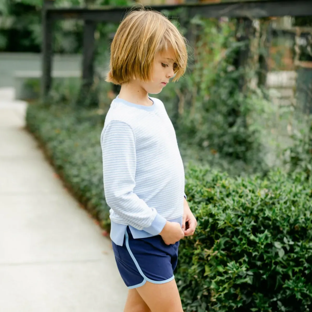 minnow Unisex French Terry Sweatshirt Powder Blue Stripe Fashion